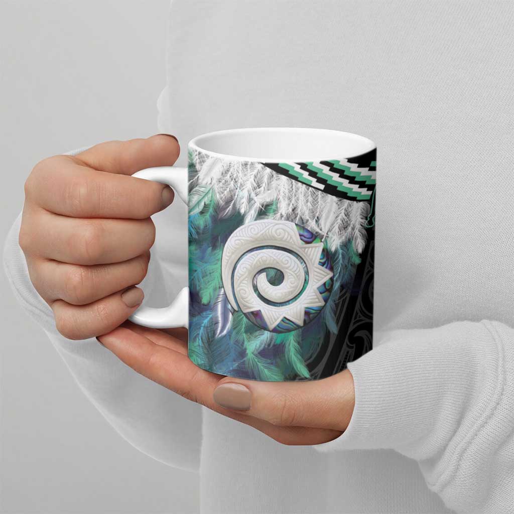 Aotearoa Korowai Motif Ceramic Mug Maori Koru Poutama - Polynesian Pride
