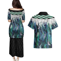 Aotearoa Korowai Motif Couples Matching Puletasi and Hawaiian Shirt Maori Koru Poutama LT14 - Polynesian Pride