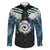 Aotearoa Korowai Motif Family Matching Off The Shoulder Long Sleeve Dress and Hawaiian Shirt Maori Koru Poutama