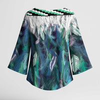 Aotearoa Korowai Motif Kimono Sleeve Blouse Maori Koru Poutama - Polynesian Pride