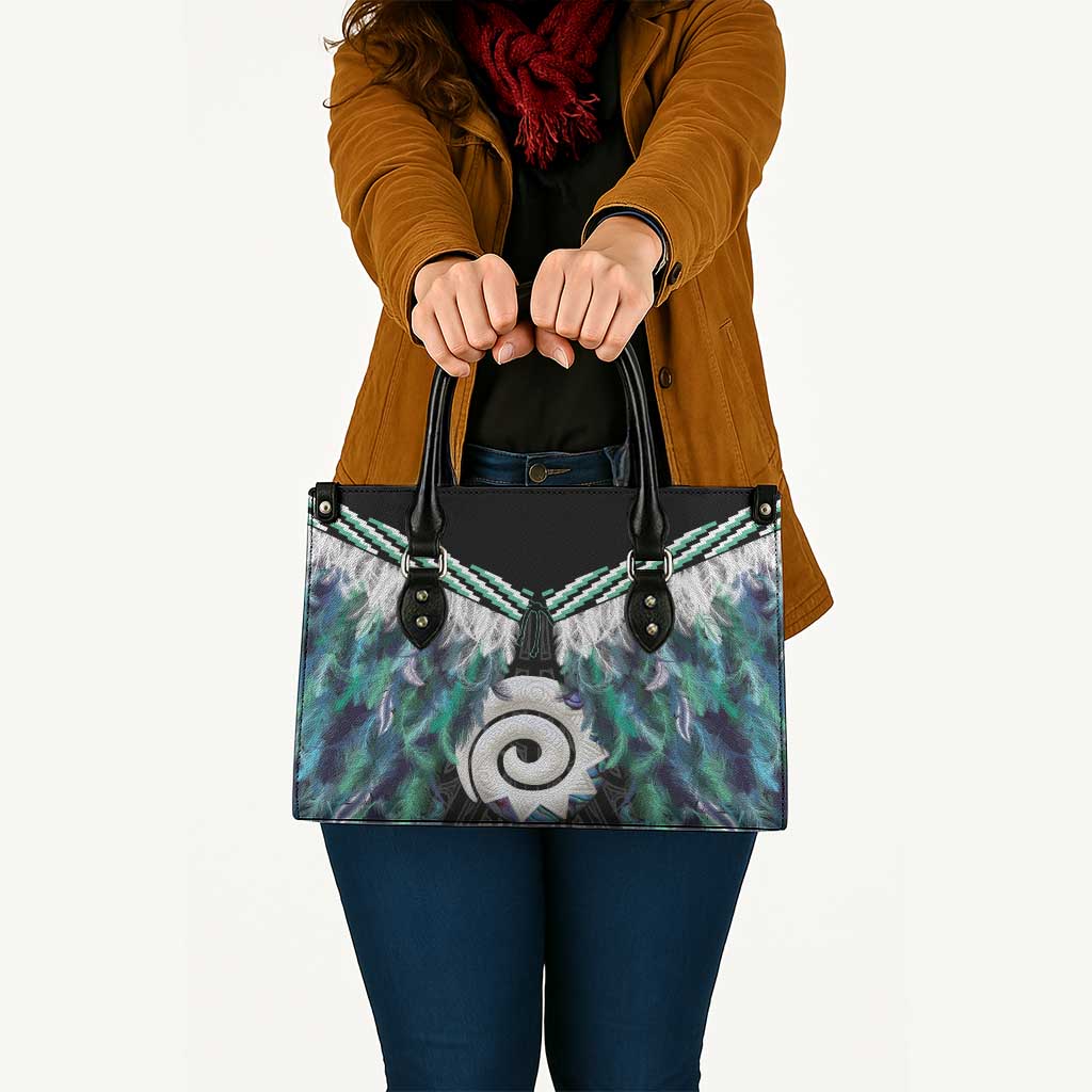Aotearoa Korowai Motif Leather Bag Maori Koru Poutama - Polynesian Pride