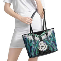 Aotearoa Korowai Motif Leather Tote Bag Maori Koru Poutama LT14 - Polynesian Pride