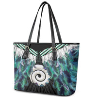 Aotearoa Korowai Motif Leather Tote Bag Maori Koru Poutama LT14 - Polynesian Pride