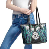 Aotearoa Korowai Motif Leather Tote Bag Maori Koru Poutama LT14 - Polynesian Pride
