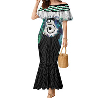 Aotearoa Korowai Motif Mermaid Dress Maori Koru Poutama