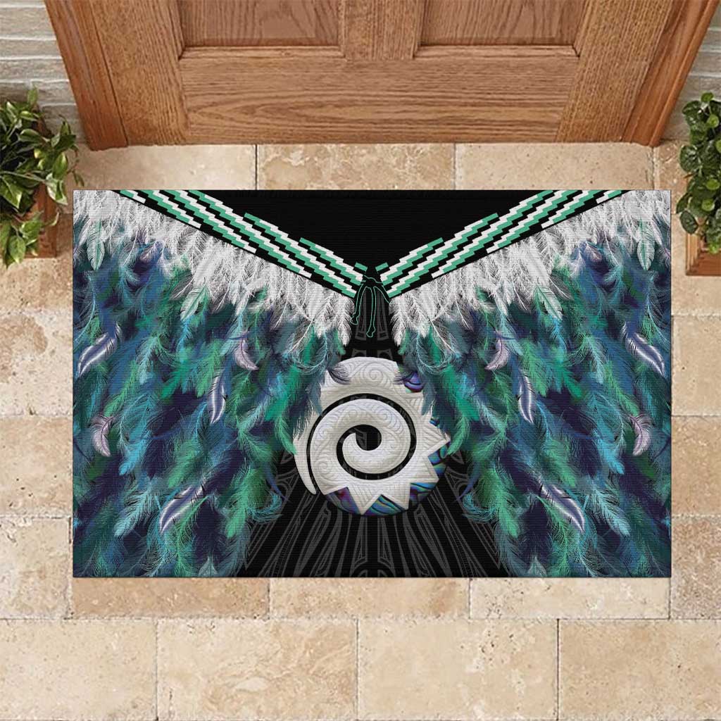 Aotearoa Korowai Motif Rubber Doormat Maori Koru Poutama