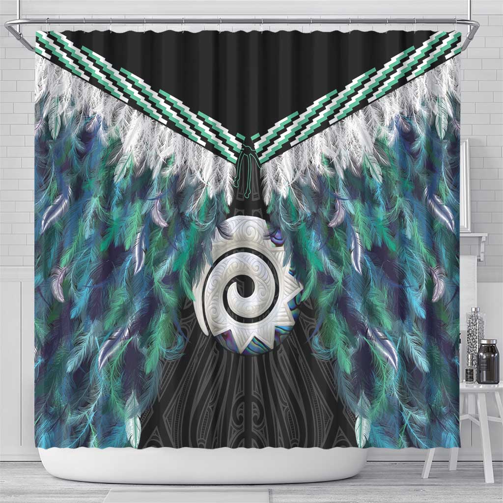 Aotearoa Korowai Motif Shower Curtain Maori Koru Poutama