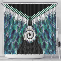 Aotearoa Korowai Motif Shower Curtain Maori Koru Poutama