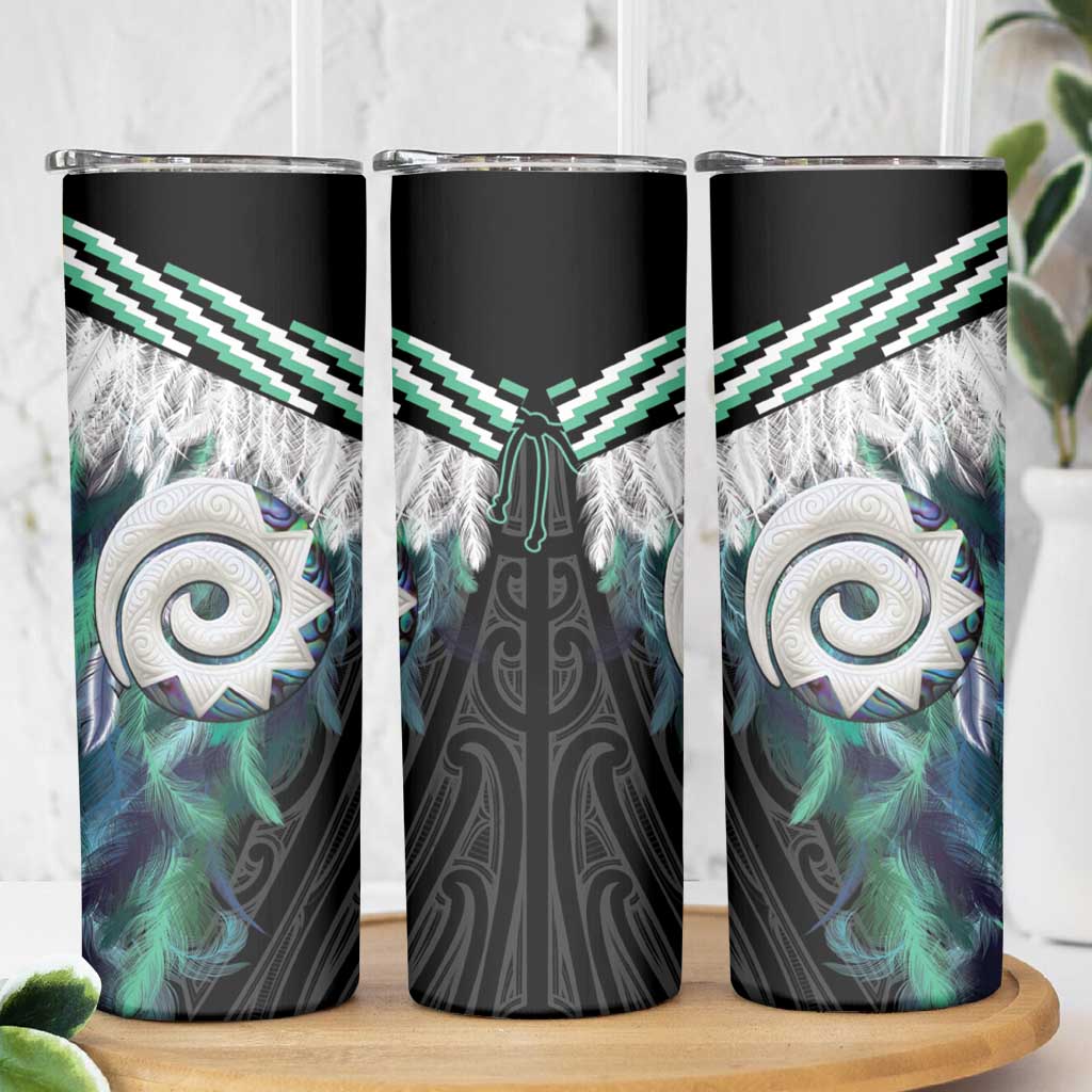 Aotearoa Korowai Motif Skinny Tumbler Maori Koru Poutama LT14 - Polynesian Pride