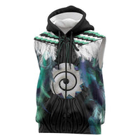 Aotearoa Korowai Motif Sleeveless Zip Hoodie Maori Koru Poutama LT14