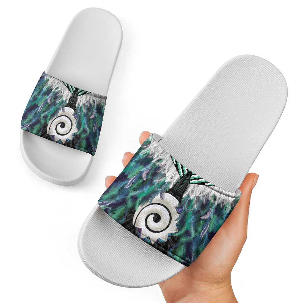 Aotearoa Korowai Motif Slide Sandals Maori Koru Poutama - Polynesian Pride