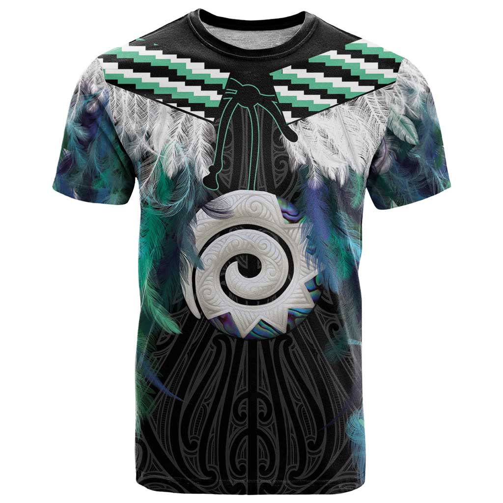 Aotearoa Korowai Motif T Shirt Maori Koru Poutama LT14 Turquoise - Polynesian Pride