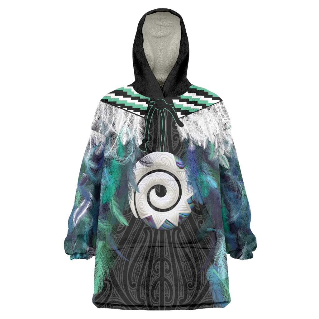 Aotearoa Korowai Motif Wearable Blanket Hoodie Maori Koru Poutama