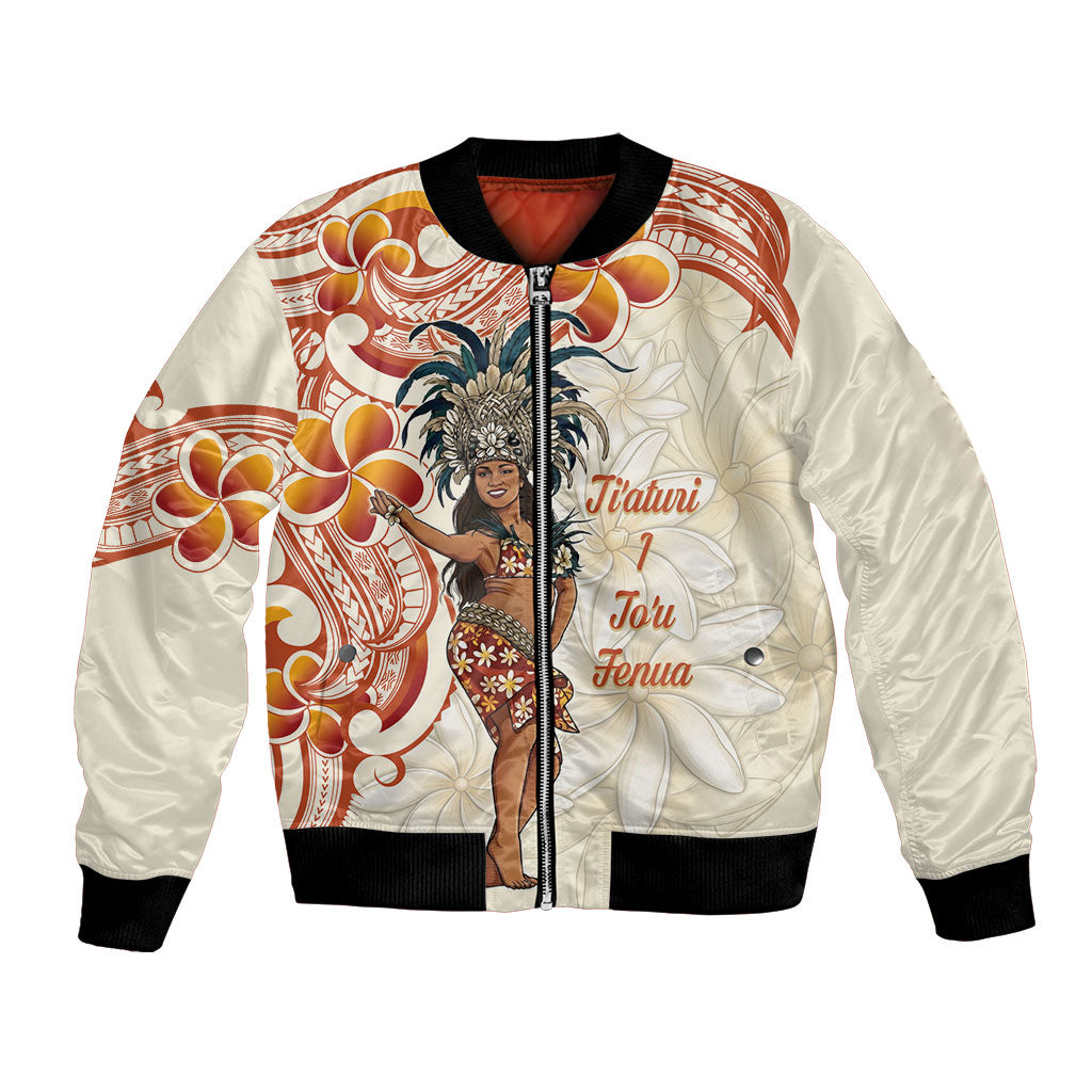 Heiva i Tahiti Bomber Jacket Ori Tahitian Dance Tiare Maori LT14 Unisex Beige - Polynesian Pride