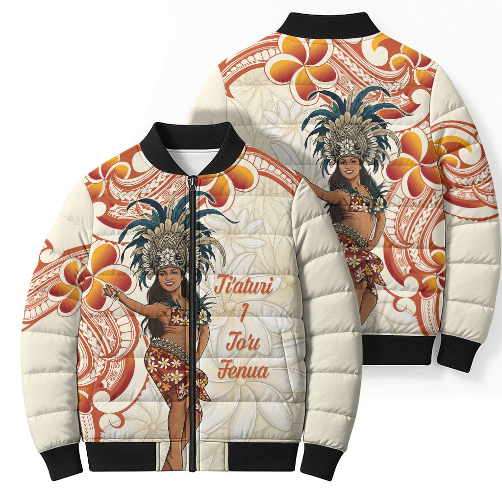 Heiva i Tahiti Bomber Puffer Jacket Ori Tahitian Dance Tiare Maori
