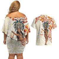 Heiva i Tahiti Couples Matching Off Shoulder Short Dress and Hawaiian Shirt Ori Tahitian Dance Tiare Maori LT14 - Polynesian Pride