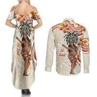 Heiva i Tahiti Couples Matching Summer Maxi Dress and Long Sleeve Button Shirt Ori Tahitian Dance Tiare Maori LT14 - Polynesian Pride