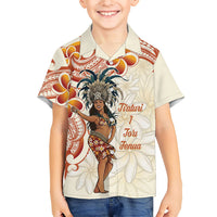 Heiva i Tahiti Family Matching Off Shoulder Maxi Dress and Hawaiian Shirt Ori Tahitian Dance Tiare Maori LT14 Son's Shirt Beige - Polynesian Pride