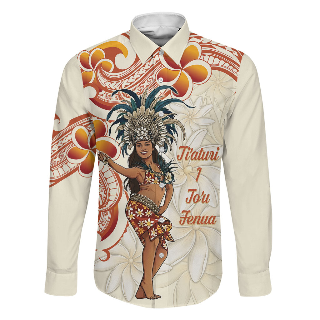 Heiva i Tahiti Family Matching Puletasi and Hawaiian Shirt Ori Tahitian Dance Tiare Maori LT14 Dad's Shirt - Long Sleeve Beige - Polynesian Pride
