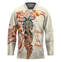 Heiva i Tahiti Hockey Jersey Ori Tahitian Dance Tiare Maori LT14 Unisex Beige - Polynesian Pride