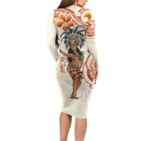Heiva i Tahiti Long Sleeve Bodycon Dress Ori Tahitian Dance Tiare Maori LT14 - Polynesian Pride