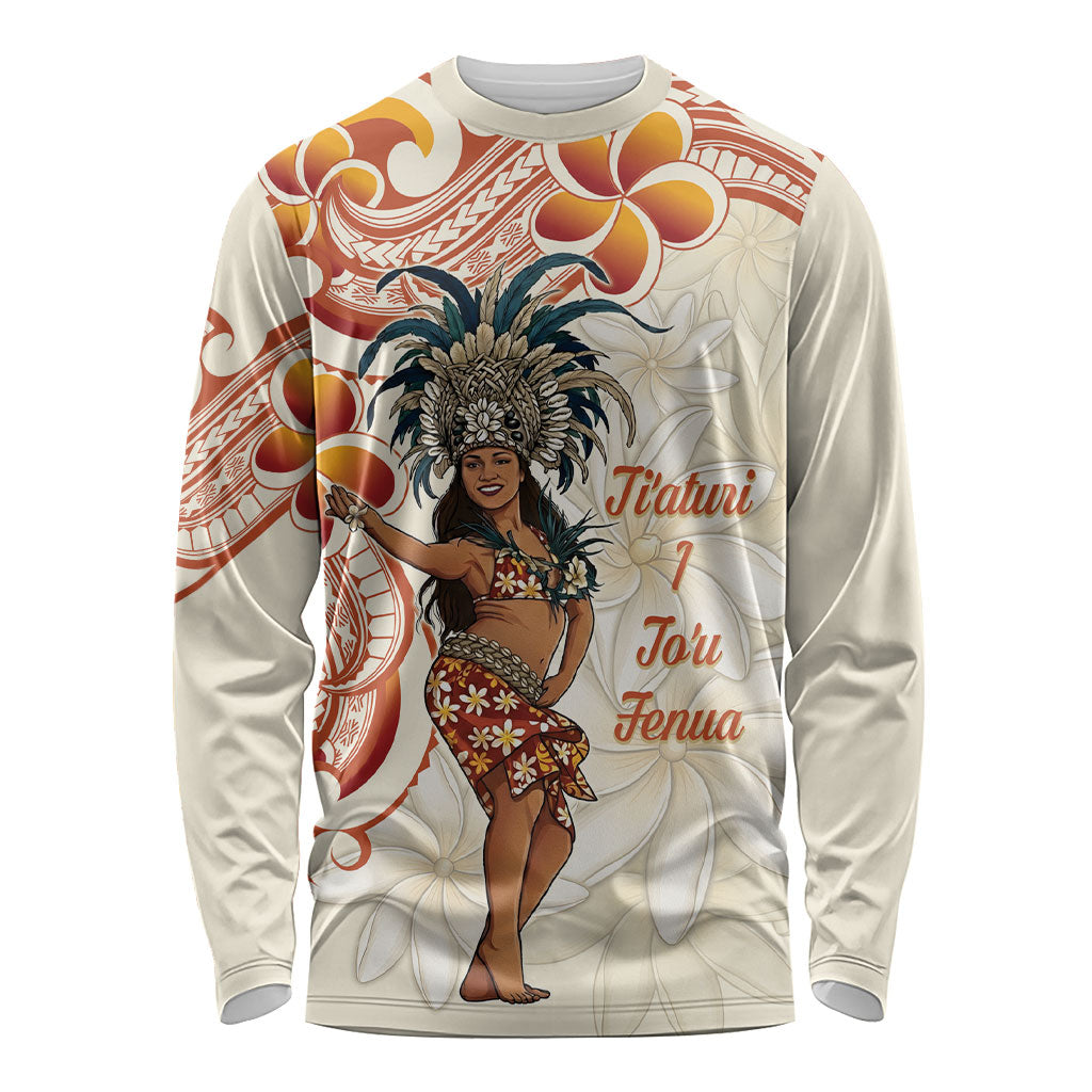 Heiva i Tahiti Long Sleeve Shirt Ori Tahitian Dance Tiare Maori LT14 Unisex Beige - Polynesian Pride