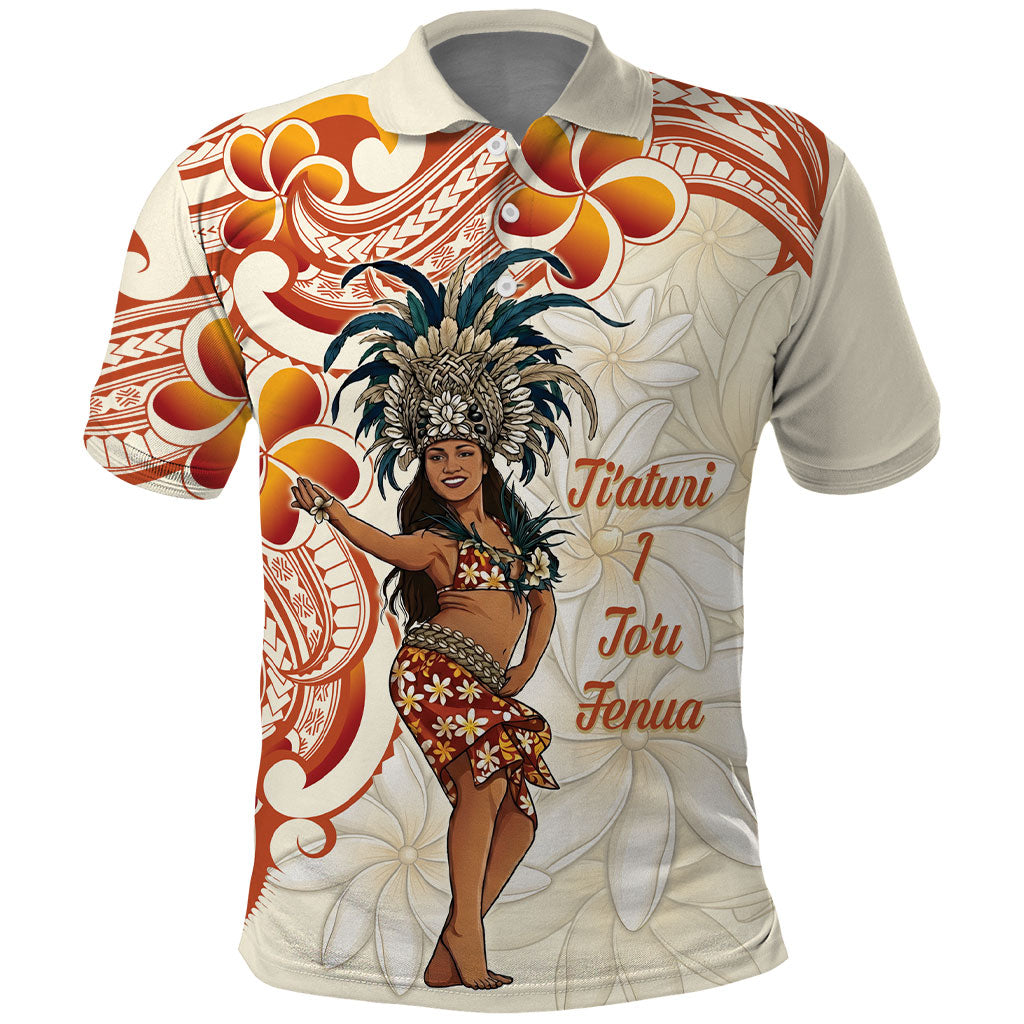 Heiva i Tahiti Polo Shirt Ori Tahitian Dance Tiare Maori LT14 Beige - Polynesian Pride