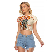 Heiva i Tahiti Raglan Cropped T Shirt Ori Tahitian Dance Tiare Maori LT14 Female Beige - Polynesian Pride