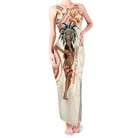 Heiva i Tahiti Tank Maxi Dress Ori Tahitian Dance Tiare Maori LT14 Women Beige - Polynesian Pride