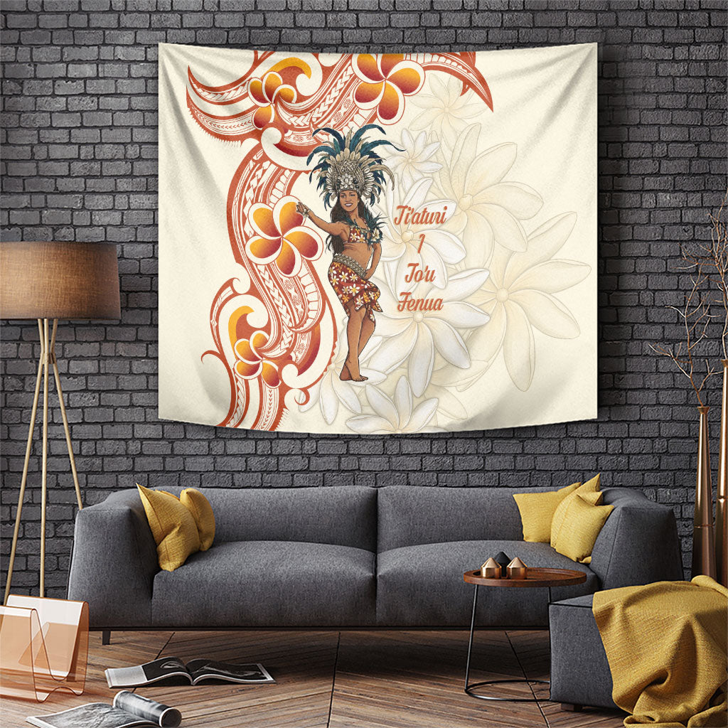 Heiva i Tahiti Tapestry Ori Tahitian Dance Tiare Maori LT14 Beige - Polynesian Pride