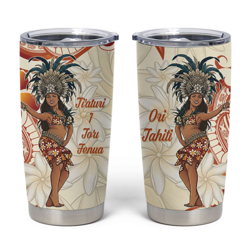 Heiva i Tahiti Tumbler Cup Ori Tahitian Dance Tiare Maori LT14 Beige - Polynesian Pride