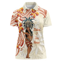 Heiva i Tahiti Women Polo Shirt Ori Tahitian Dance Tiare Maori LT14 Female Beige - Polynesian Pride