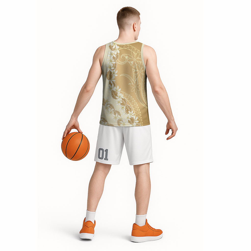 Heiva i Tahiti Basketball Jersey Tahitian Tiare Maori Cowrie Lei Brown LT14 - Polynesian Pride