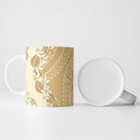 Heiva i Tahiti Ceramic Mug Tahitian Tiare Maori Cowrie Lei Brown