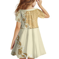 Heiva i Tahiti Family Matching Off Shoulder Short Dress and Hawaiian Shirt Tahitian Tiare Maori Cowrie Lei Brown LT14 - Polynesian Pride
