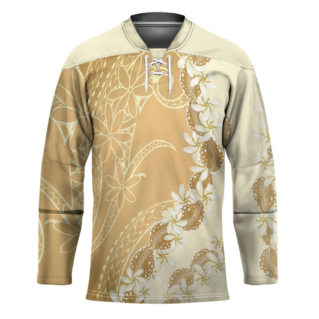 Heiva i Tahiti Hockey Jersey Tahitian Tiare Maori Cowrie Lei Brown