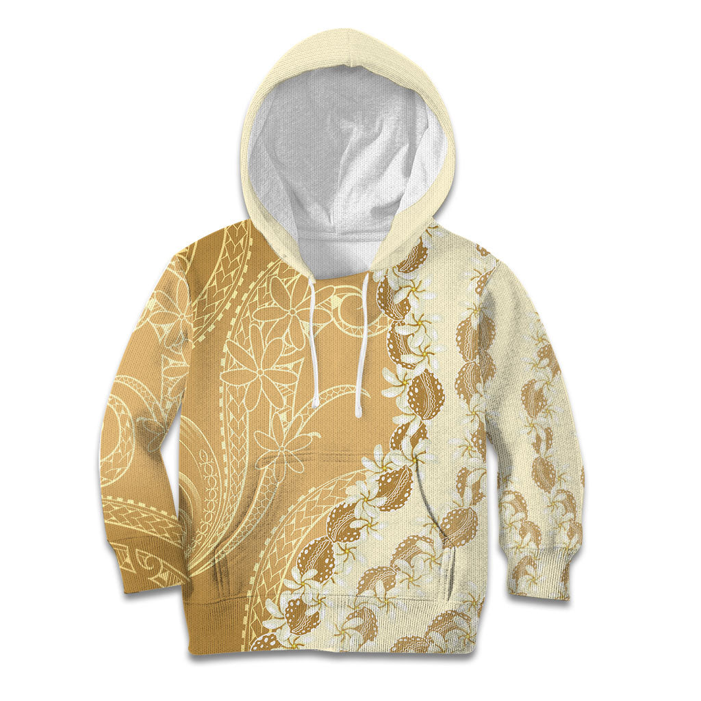 Heiva i Tahiti Kid Hoodie Tahitian Tiare Maori Cowrie Lei Brown