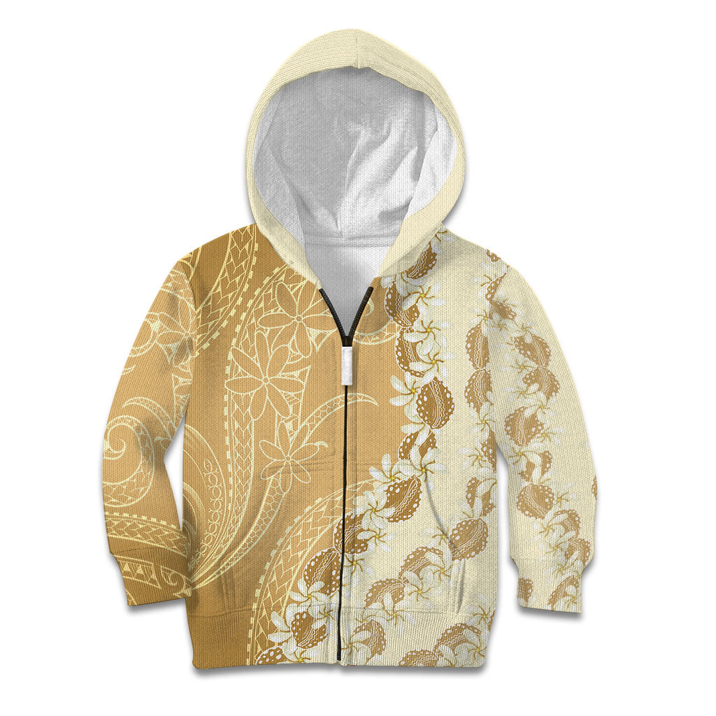 Heiva i Tahiti Kid Hoodie Tahitian Tiare Maori Cowrie Lei Brown LT14 Zip Hoodie Brown - Polynesian Pride