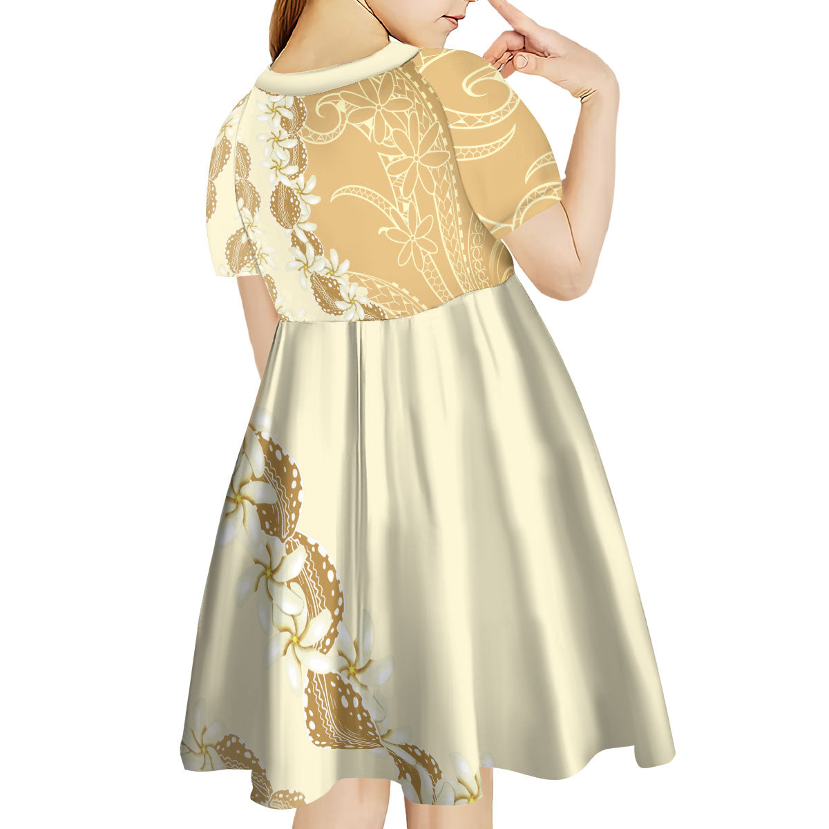 Heiva i Tahiti Kid Short Sleeve Dress Tahitian Tiare Maori Cowrie Lei Brown LT14 - Polynesian Pride