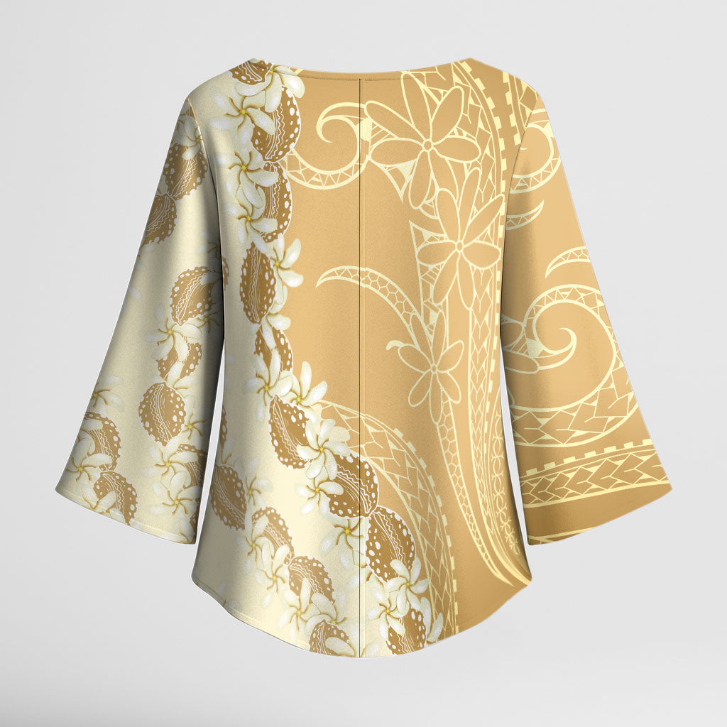 Heiva i Tahiti Kimono Sleeve Blouse Tahitian Tiare Maori Cowrie Lei Brown LT14 - Polynesian Pride