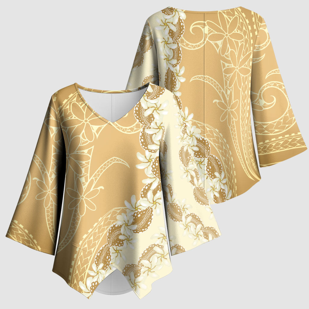 Heiva i Tahiti Kimono Sleeve Blouse Tahitian Tiare Maori Cowrie Lei Brown LT14 - Polynesian Pride