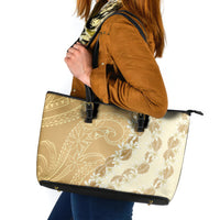Heiva i Tahiti Leather Tote Bag Tahitian Tiare Maori Cowrie Lei Brown LT14 Brown - Polynesian Pride