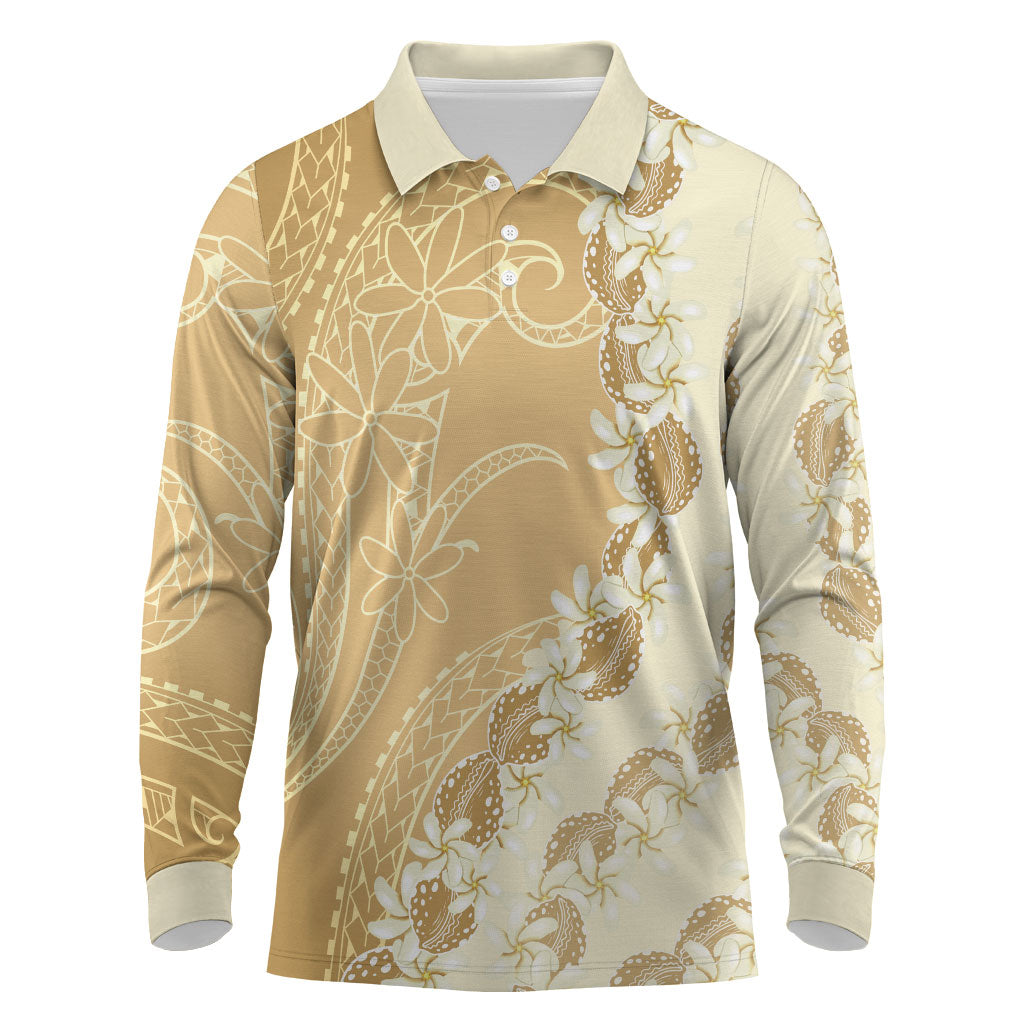 Heiva i Tahiti Long Sleeve Polo Shirt Tahitian Tiare Maori Cowrie Lei Brown LT14 Brown - Polynesian Pride