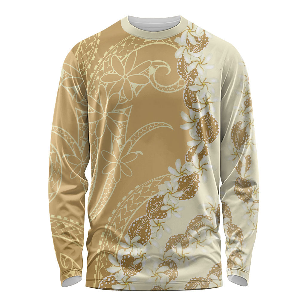 Heiva i Tahiti Long Sleeve Shirt Tahitian Tiare Maori Cowrie Lei Brown LT14 Unisex Brown - Polynesian Pride