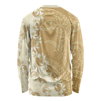 Heiva i Tahiti Long Sleeve Shirt Tahitian Tiare Maori Cowrie Lei Brown LT14 - Polynesian Pride