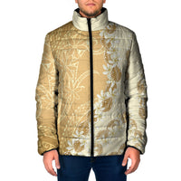 Heiva i Tahiti Padded Jacket Tahitian Tiare Maori Cowrie Lei Brown