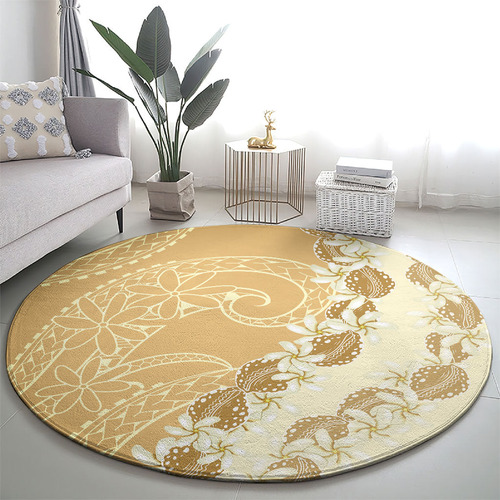 Heiva i Tahiti Round Carpet Tahitian Tiare Maori Cowrie Lei Brown LT14 - Polynesian Pride
