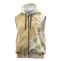 Heiva i Tahiti Sleeveless Zip Hoodie Tahitian Tiare Maori Cowrie Lei Brown LT14 Brown - Polynesian Pride