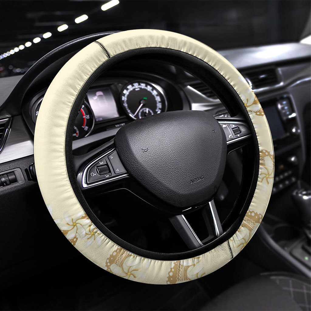 Heiva i Tahiti Steering Wheel Cover Tahitian Tiare Maori Cowrie Lei Brown