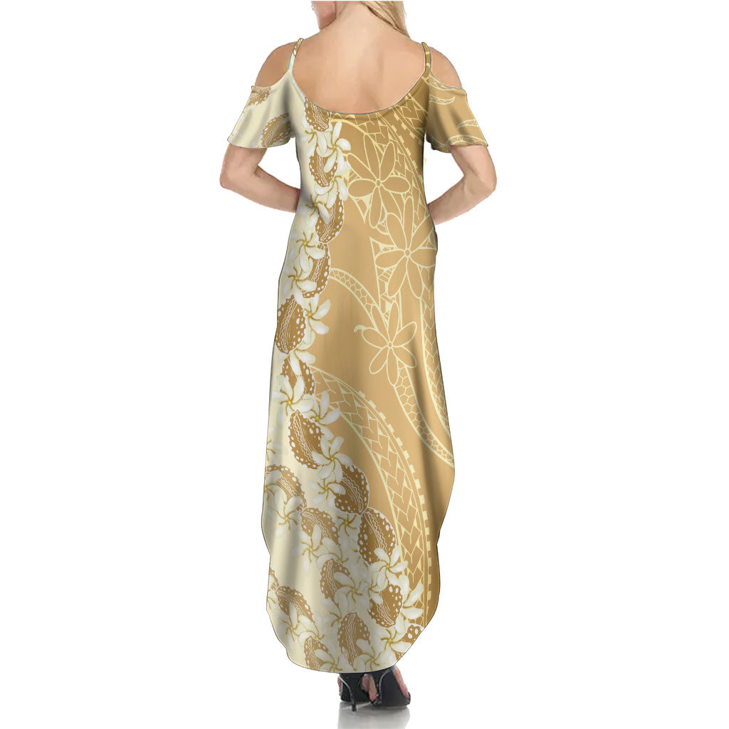 Heiva i Tahiti Summer Maxi Dress Tahitian Tiare Maori Cowrie Lei Brown LT14 - Polynesian Pride